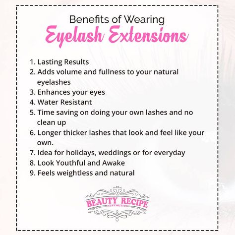 Dreams of having a long and beautiful lashes, yet don’t know if it is worthy? Then these benefits of having an eyelash extension guarantee that every penny spent is worth it! For more information Contact us at: +65 6567 3568 Email enquirybeautyrecipe@gmail.com for enquiries & appointment bookings. Lash Facts Eyelash Extensions, Benefits Of Eyelash Extensions, Lash Shampoo Benefits, Lash Extensions Benefits, Lash Extension Benefits, Eyelash Extension Policies, Benefits Of Lash Extensions, Lash Extensions Facts, Lash Extension Facts