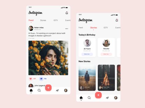 Instagram Redesign Concept by Hossein Majidinejad on Dribbble Instagram Redesign, App Ui Design, Interaction Design, Mobile App Design, Birthday Images, App Ui, Mobile Design, Interactive Design, Ux Design