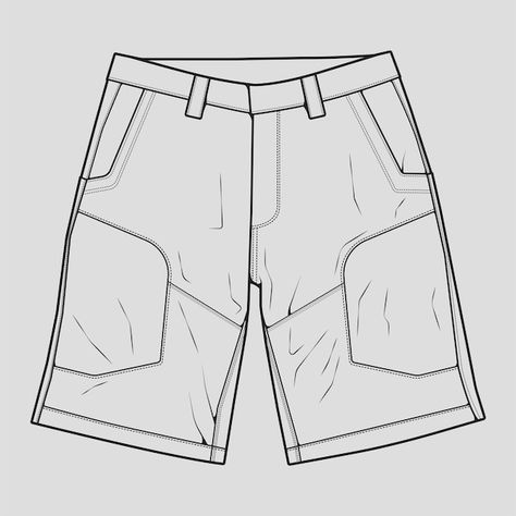 Pants Drawing, Drawing Vector, Outline Drawing, Sketch Style, Outline Drawings, Technical Drawing, Flat Design, Image Collection, Premium Vector