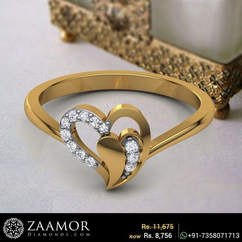 Melting Heart Diamond Ring #diamondring #diamondrings #ring #rings #heartring #heartrings #diamondgoldring #goldring Heart Gold Ring Design, Heart Diamond Ring, Melting Heart, Gold Finger Rings, Mens Gemstone Rings, Gold Heart Ring, Beautiful Gold Necklaces, Fancy Jewellery Designs, Diamond Heart Ring