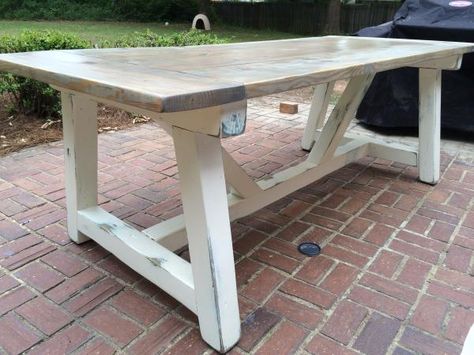 Truss Beam Table, Truss Table, Beam Table, Weathered Oak Stain, Diy Storage Rack, Bookshelf Plans, Diy Side Table, Desk Plans, Diy Dining Table