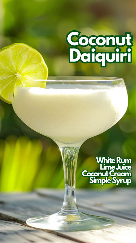 Coconut Daiquiri Flor De Cana Rum Drinks, Coconut Mixed Drinks, Drinks With Coconut Cream, Coconut Daiquiri, Lime Cocktails, Coconut Cocktails, Dark Rum Cocktails, Cocktails Made With Rum, Coconut Rum Drinks