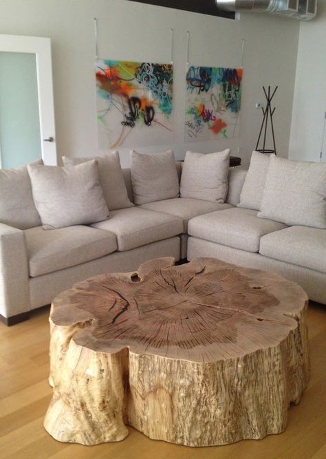 Stump Coffee Table, Stump Table, Wood Stumps, Table Designs, Log Furniture, Tree Stump, Wooden Table, Tiny Homes, Rustic Furniture