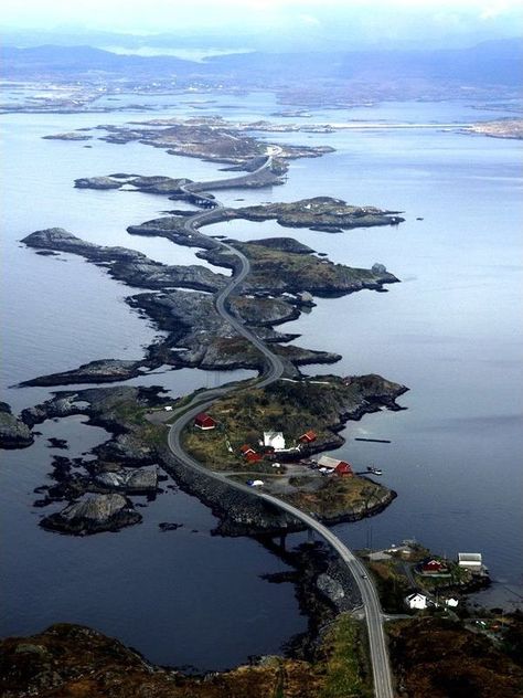 The Atlantic Ocean Road or the Atlantic Road (Norwegian: Atlanterhavsveien) is a 8.3 km (5.2 miles) long section of County Road 64 which runs through an archipelago in Eide and Averøy in Møre og Romsdal, Norway. Lofoten Islands, Nordland, Breathtaking Places, Destination Voyage, Future Travel, Beautiful Places In The World, Atlantic Ocean, Crete, Places Around The World