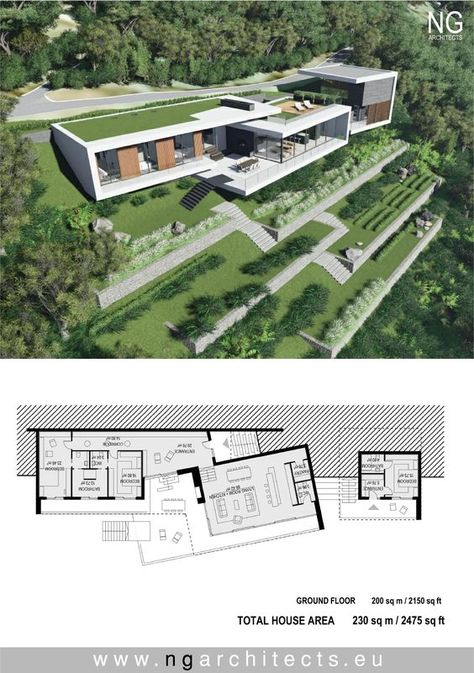 Slope House, Saint Helena, Modern Villa Design, Architectural Floor Plans, Architect Design House, Modern House Exterior Design, Architecture Model House, The Gardener, Modern Villa