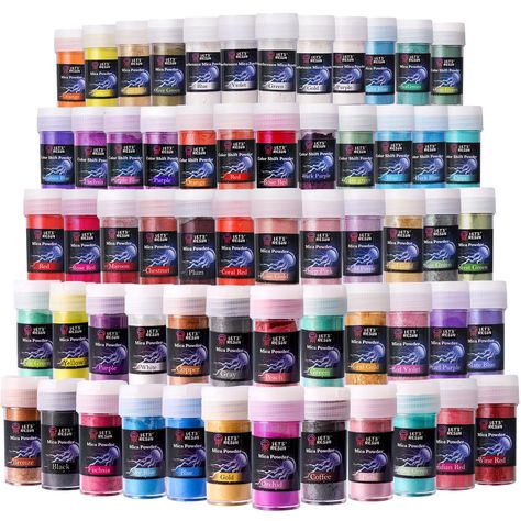 PRICES MAY VARY. Vibrant Color Options: Elevate your epoxy resin projects with our 60 colors vibrant and eye-catching colors. Each color is 0.18oz(5g).You'll get a great variety of mica powders, with 5 interference mica powders, 13 color shift powders and 42 regular mica powders. Premium Quality Pigments: Crafted from high-quality mica minerals, LET'S RESIN powders boast intense color saturation and excellent lightfastness. Achieve professional-grade results with pigments that resist fading and Dye Painting, Large Resin Molds, Sandalwood Perfume, Epoxy Resin Projects, Large Silicone Molds, Clear Casting Resin, Painting Nails, Blue Green Gold, Painted Candles