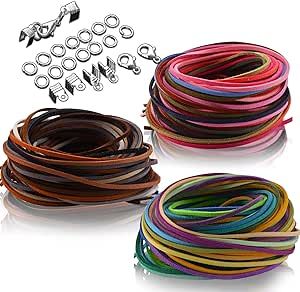 SOSMAR 66 Yards 60 Colors Suede Cord Jewelry Making Kit with Cord Ends, Jump Rings and Lobster Clasps, Faux Leather Cord String Thread for Bracelet/Necklace/Dream Catcher/Beading and DIY Crafts Shoelace Bracelet, Cords Crafts, Jewelry Making Cord, Bracelets Tutorial, Diy Bijoux, Cord Jewelry, Cord Ends, Jewelry Making Kit, Bracelet Diy