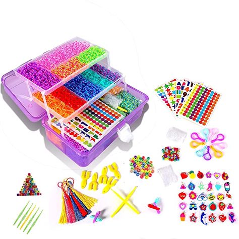 Amazon.com: 15000+ Colorful Rubber Loom Bands, Creative Mega Rubber Bands Refill Kit Jewelry Necklace Bracelet Making Kit Clips Hooks Tool for Girls Art DIY Craft Diy Art Christmas, Homemade Gifts For Friends, Rainbow Loom Rubber Bands, Mermaid Toys, Bracelet Making Kit, Making Friendship Bracelets, Neck Pieces Jewelry, Friend Crafts, Rubber Band Bracelet