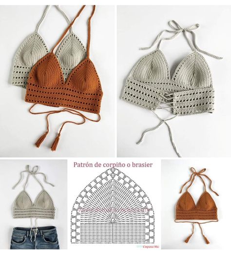 Crochet Bra Pattern, Crochet Bra, Crochet Crop Top Pattern, Mode Crochet, Crochet Bralette, Crochet Design Pattern, Crochet Halter, Crochet Fashion Patterns, Crochet Stitches Tutorial