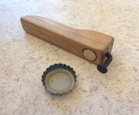 Diy Bottle Opener, Bottle Opener Design, Wooden Bottle Opener, Wood Craft Projects, Black Spray Paint, Learn Woodworking, Beer Bottle Opener, Diy Bottle, Small Wood Projects