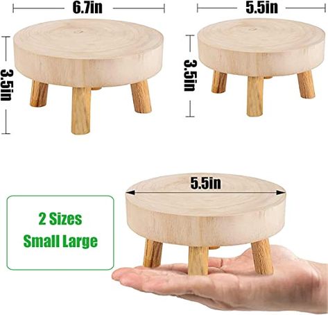 - Pack of 2 small and medium size wooden stool display stands -Made of 100% natural wood material -It's perfect for table top decoration and your flower pot, fish tanks, small artwork all can be put on. Mini Stool, Flower Shelf, Support Pour Plante, Modern Plant Stand, Construction Ideas, Garden Plant Pots, Wooden Stool, Small Artwork, Fish Tanks