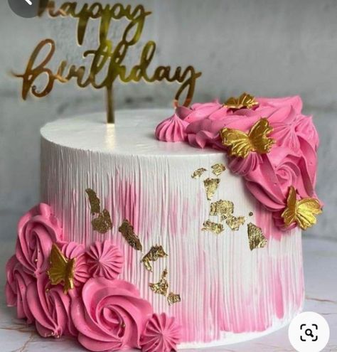 Flower Cake Design Birthday, 1kg Cake Design Birthday, Pink Cake Designs Birthday, 2 Layer Cake Design, Cake Designs Floral, Birthday Cakes Flowers, Happy Birthday Cake Design, Floral Cake Birthday, Birthday Cake For Women Simple