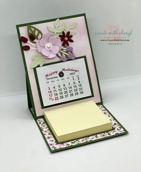 Easel Calendar Paper Florist Dies Easel Calendar, Post It Note Holders, Disney Layouts, Happy December, Post It Note, Mini Calendars, Note Pads, Diy Projects For Kids, Easel Cards