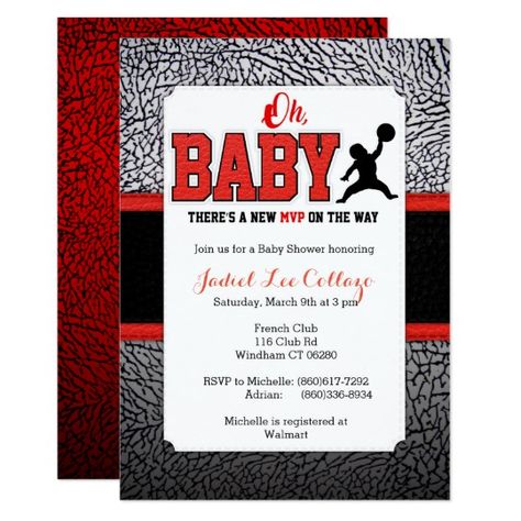 Club Invitation, Jordan Baby Shower, Basketball Baby Shower, Sports Baby Shower, Basketball Baby, Baby Boy Themes, Custom Baby Shower Invitations, Baby Jordans, Summer Baby Shower