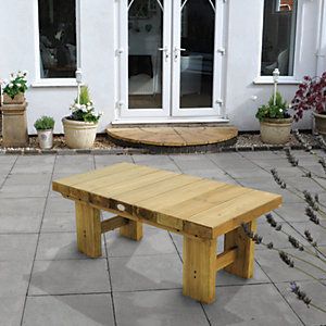 157201 - Low Level Sleeper Garden Table - 1.2M Sleeper Bench, Sleeper Table, Sleepers In Garden, Wooden Garden Table, Wooden Outdoor Furniture, Wooden Garden Benches, Contemporary Seating, Wooden Garden Furniture, Forest Garden