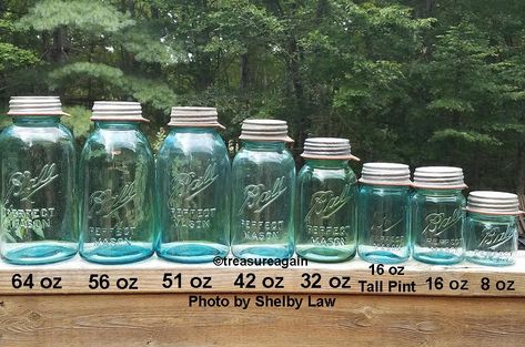 Ball Jar Size Comparison | Ball Mason Perfect Jar size line … | Flickr Paperless Kitchen, Mason Jar Sizes, Kerr Jars, Fruit Jars, Ball Canning Jars, Mason Jar Kitchen, Gallon Jars, Jar Display, Mason Jar Projects