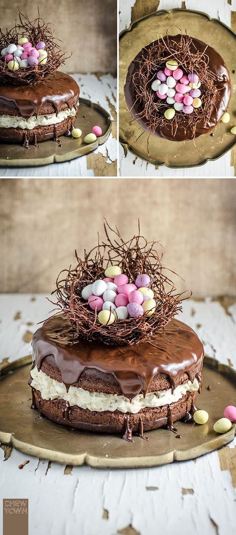 Easter Egg Nest Cake, Mini Eggs Cake, Nest Cake, Easter Egg Nest, Easter Lunch, Egg Nest, Egg Cake, Easter Baking, Easter Cake