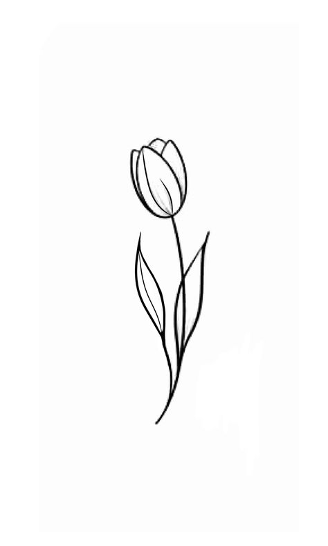 Tulips Butterfly Tattoo, Mini Tattoos Tulip, Tulips Tattoo Ideas, Drawing Of A Tulip, Tulip Tattoo Finger, Tulip Tattoo With Name In Stem, Tulip Memorial Tattoo, White Tulips Tattoo, Minimal Tulip Tattoo