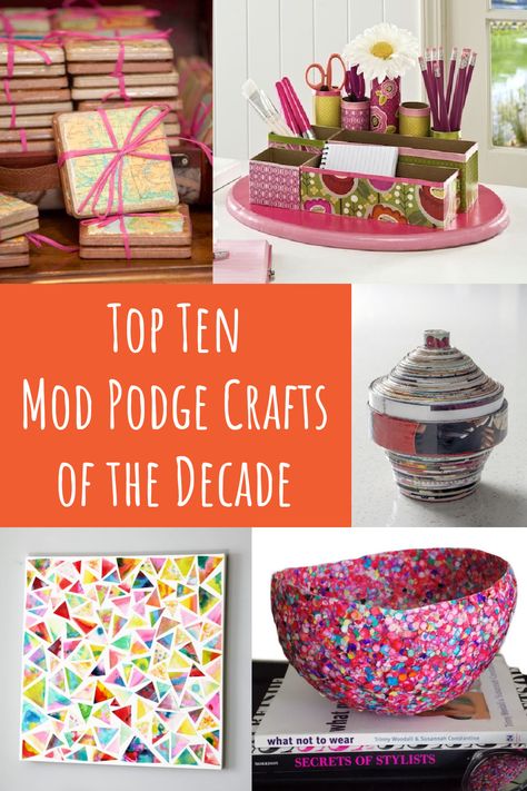 Have a jar of Mod Podge and aren't sure what to do with it? These top 10 Mod Podge crafts are the perfect place to start! Mid Podge Crafts, Podge Modge Crafts, Mod Podge Crafts Christmas, Wrapping Paper Mod Podge Ideas, Mod Podge Crafts Diy Gift Ideas, Mog Pog Crafts Diy, Modge Podge Fabric Ideas, Mode Podge Crafts, Things To Do With Mod Podge