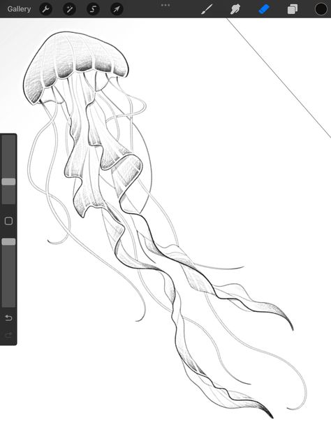 Jellyfish Line Drawing, Jellyfish Line Art, Jellyfish Outline, Fish Outline, Sgraffito, Jellyfish, Tattoos And Piercings, Line Drawing, Piercings