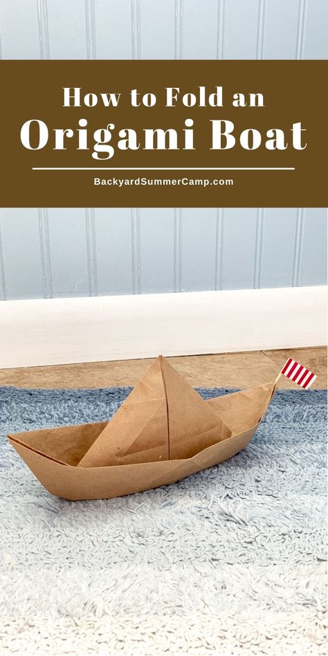 Learn how to fold an origami boat to play with as a paper pirate ship, sail in the water, or as an ocean learning activity. Paper Pirate Ship, Pirate Hat Crafts, Fun Origami Crafts, Nursery Room Ideas Childcare, Pirate Ship Craft, Boat Paper, Student Library, Pirate History, Sunken Ship