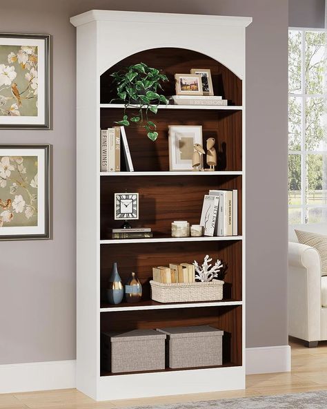 Latitude Run® 70.9'' Tall Bookcase & Reviews | Wayfair Bookshelf With Storage, Home Office White, Bookcase White, Tall Bookshelves, Library Bookshelves, Tall Bookcase, White Bookshelves, Open Bookshelves, Library Bookcase