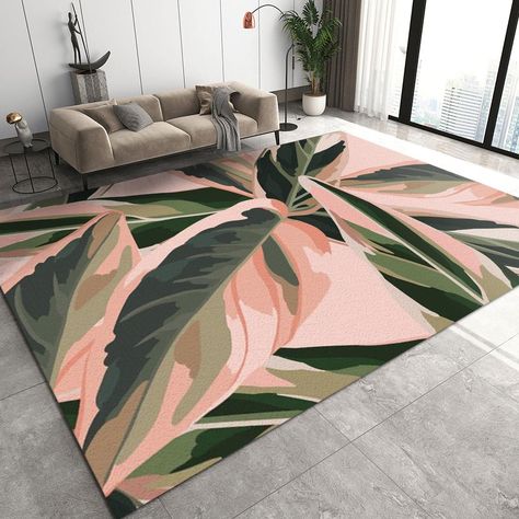 Plant Living Room, Tropical Chic Decor, Rugs For Kids, Floor Rugs Living Room, Tropical Bedrooms, Rug Abstract, Easy Living, Green Rooms