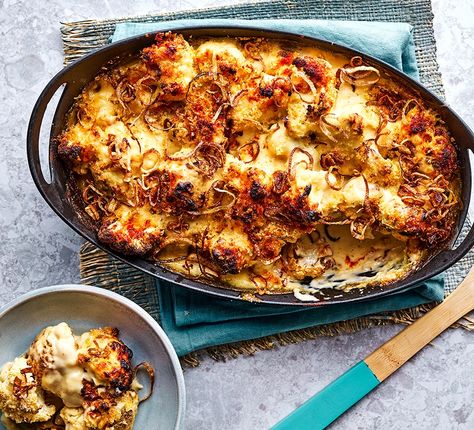 Potatoes Au Gratin, Cauliflower Cheese, Bbc Good Food, Crispy Onions, God Mat, Ham Recipes, Bad Memories, Bbc Good Food Recipes, Cauliflower Recipes