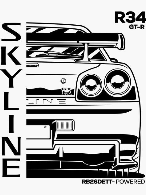 Race Car Painting Canvas Easy, Race Car Outline, Nissan Skyline Tattoo, Nissan Skyline Drawing, Gtr Drawing, Car Stencil, Car Drawing Easy, Car Outline, Tea Stickers