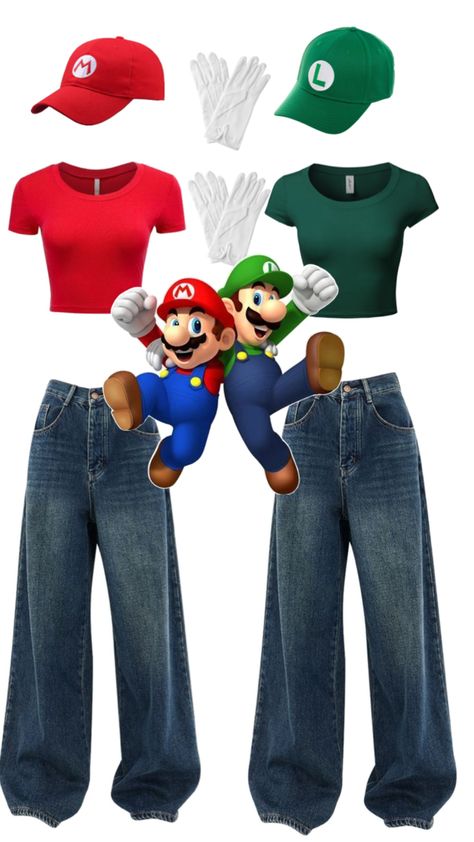 Duos Halloween costume Mario Luigi Costume, Luigi Costume, Duo Halloween Costumes, Mario Luigi, Mario And Luigi, Halloween Costume, Halloween Costumes, Mario, Halloween