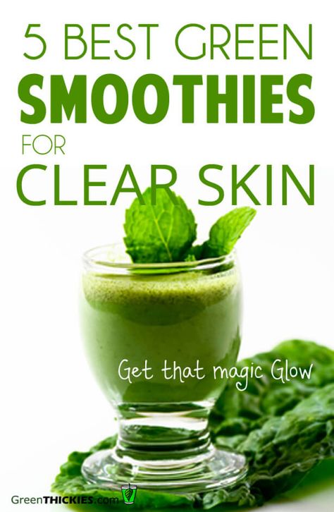 The 5 BEST Smoothies For Clear Skin – Get That Magic Glow: Yes, you can use green smoothies for clear skin and they work a whole lot better than beauty products. My acne and eczema went when I started drinking green smoothies. Add one of these green smoothies to your diet daily for amazing looking skin. Green Smoothie Benefits, Green Thickies, Healthy Skin Diet, Clear Skin Diet, Best Green Smoothie, Skin Diet, Green Detox Smoothie, Healthy Green Smoothies, Smoothie Detox