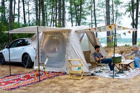 Vw Buzz, Tailgate Tent, Zelt Camping, Suv Tent, Auto Camping, Inflatable Tent, Hippie Car, Suv Camping, Camping Inspiration