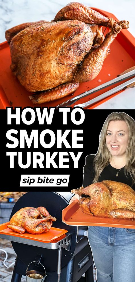 Smoked Turkey Recipe on Traeger Pellet Grill Traeger Smoked Turkey, Smoked Whole Turkey, Grilled Turkey Recipes, Smoker Ideas, Traeger Smoker, Traeger Grill Recipes, Turkey Brine Recipes, Smoked Turkey Recipes, Smoked Turkey Breast