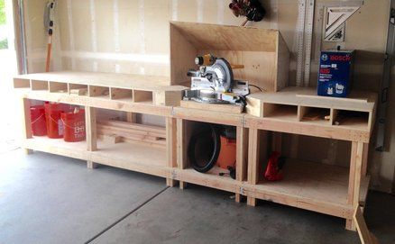 Miter Saw Bench, Build Your Own Garage, Miter Saw Station, Saw Station, Mitre Saw Station, Miter Saw Table, Woodworking Garage, Woodworking Saws, Serra Circular