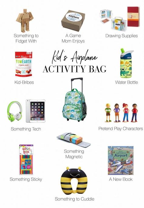 Magnetic, pretend play & tech toys — so many fun things to pack for kids in their travel bags. If you're flying with kiddos soon, here's your packing list. Kids Airplane Activities, Kids Travel Activities, Airplane Activities, Airplane Kids, Activity Bags, Flying With Kids, Carry On Packing, Plane Travel, Kid Friendly Travel Destinations