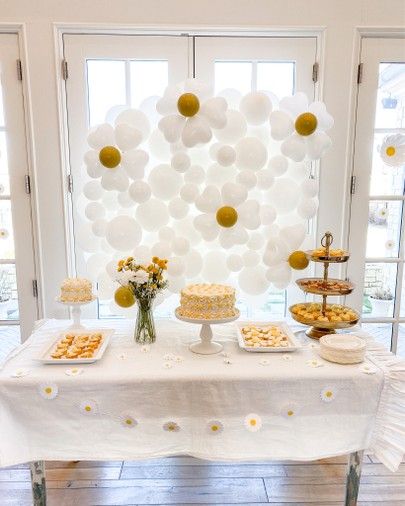 Transitional + French Country Master Bedroom - Home With Holly J Daisy Birthday Dessert Table, Daisy Themed Brunch, Daisy Backdrop Party Ideas, Daisy Flower Birthday Theme, Daisies Birthday Theme, Baby Birthday Idea, Flowers Birthday Theme, Daisy Flower Birthday Party Ideas, Daisy Baby Shower Ideas