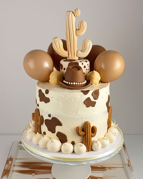 First Birthday Rodeo Theme Cake, Buttercream Cowboy Cake, Brown Cow Cake Ideas, Vaquera Cake Ideas, Mexican Rodeo Theme Party, 1st Birthday Rodeo Cake, Western Themed Smash Cake, 1st Birthday Cowboy Cake, Not My 1st Rodeo Birthday