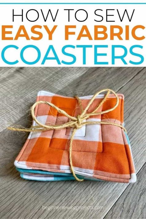 Fall Coasters Sewing, Small Scrap Sewing Projects, Easy Holiday Sewing Projects, What To Do With Leftover Fabric, Christmas Coasters Diy Sewing, Christmas Sewing Ideas To Sell, How To Make Fabric Coasters, How To Sew Coasters, Beginner Sewing Machine Projects Easy