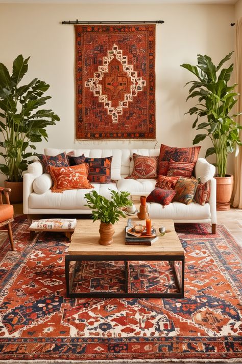 room. White Couch Living Room Ideas, Persian Vibe, Living Romm, Colorful Rugs Living Room, Country Couches, White Couch Living Room, Couch Living Room Ideas, Textured Throw Blanket, White Couch