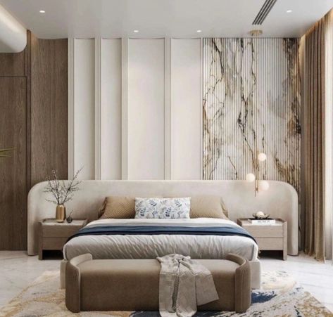 Curved Bedroom, Luxury Bedroom Interior, Living Room Decor Tips, Bed Headboard Design, Bedroom Interior Design Luxury, Living Room Tv Unit Designs, Modern Bedroom Interior, Luxury Bedroom Design, Bedroom Panel