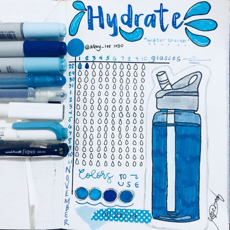 WATER Tracker How To Make A Water Tracker, Journaling Water Tracker, Planer Water Tracker, December Water Tracker, Journal Ideas Water Tracker, Water Bullet Journal, Bujo Water Tracker, Water Tracker Ideas, Water Tracker Bullet Journal