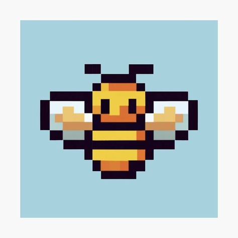 Cute Bee Pixel Art Photographic Print Bee Pixel Art, Anime Pixel Art Grid, Cute Pixel Art Grid, Cute Pixel Art, Cottagecore Art, Pixel Art Background, Pixel Characters, Easy Pixel Art, Pixel Art Characters