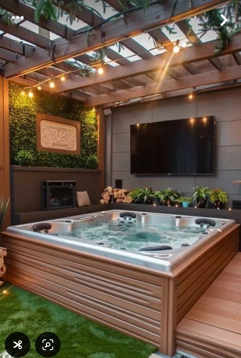 Spa Deck Ideas Jacuzzi, Hot Tub Surround Ideas, Jacuzzi Outdoor Ideas, Whirpool Outdoor, Backyard Hot Tub Ideas, Whirlpool Deck, Outdoor Whirlpool, Ideas De Piscina, Outdoor Jacuzzi