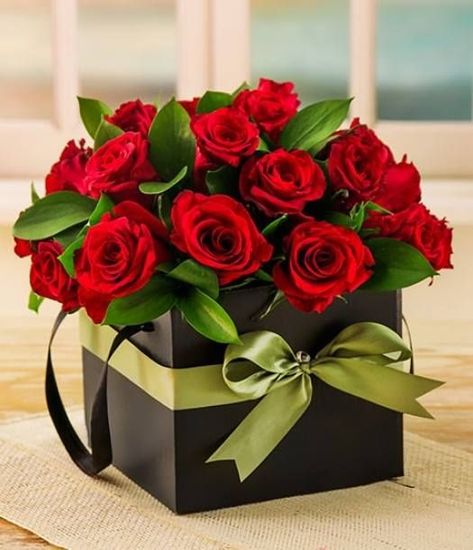 roses Red Roses, Gift Box, Roses, Flowers, Red, Black