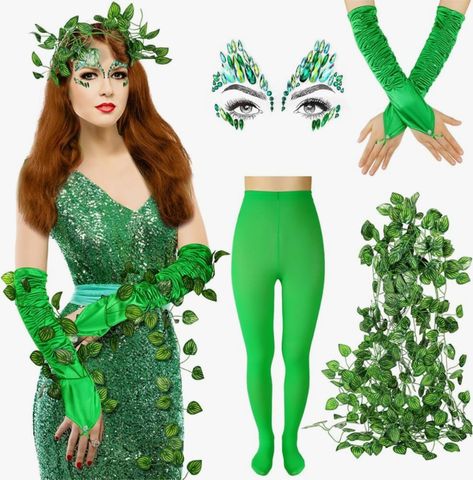 Green Leotard, Green Cosplay, Leprechaun Costume, Halloween Green, Green Tights, Green Vines, Rhinestone Sticker, Scary Halloween Costumes, Halloween Party Supplies