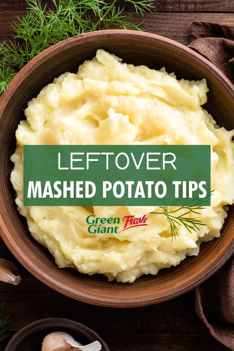 Here are three ways to use up those leftovers! 🥔 #GreenGiantFreshPotatoes 🥔 Use mashed potatoes to thicken soups or stews. 🥔 Make a casserole and top with leftover mashed potatoes. 🥔 Add a bit of flour and an egg to mashed potatoes and make potato pancakes. Fry in a little oil over medium heat until crispy. Frozen Mashed Potatoes, How To Thicken Soup, Fluffy Mashed Potatoes, Potato Croquettes, Fresh Potato, Leftover Mashed Potatoes, Potato Bread, Potato Pancakes, Shepherds Pie