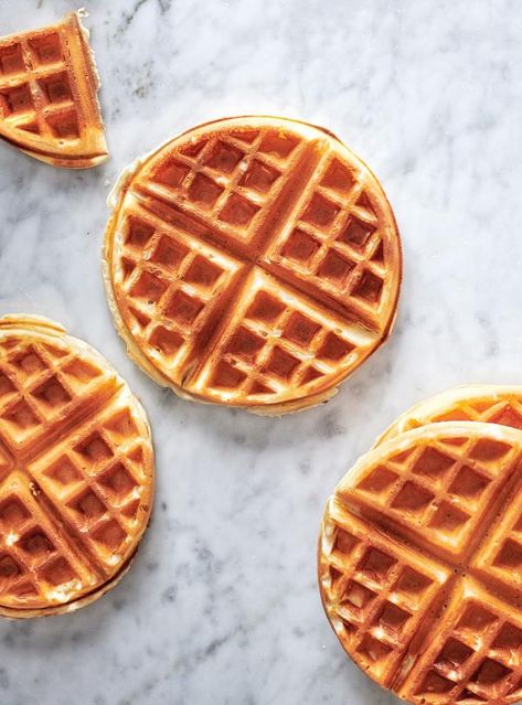 When you're left with excess egg whites after using the yolks only in a Caesar salad dressing or a creme brûlée, try these light and airy waffles! Waffle Recipe With Egg Whites, Carrot Cake Jam, Zero Waste Recipes, Egg White Recipes, Noom Recipes, French Toast Pancakes, Salmon And Shrimp, Good Breakfast, Caesar Salad Dressing