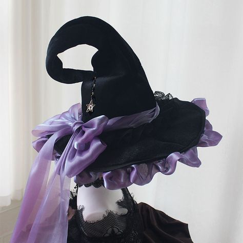 Mini Witch Hat, Kawaii Store, Wizard Hat, Halloween Witch Hat, Velvet Hat, Funny Hats, Witch Outfit, Halloween Magic, Witch Costume