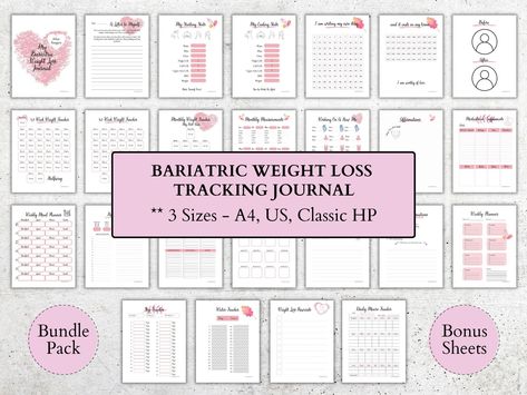 Bariatric Weight Loss Journal, Gastric Bypass Planner, Bariatric Surgery Printable PDF, Bariatric Surgery Planner Bariatric Journal Free Printable, Bariatric Tracker, Bariatric Journal, Bariatric Vitamins, Protein Goals, Daily Bullet Journal, Bariatric Diet, Surgery Gift, Bariatric Eating