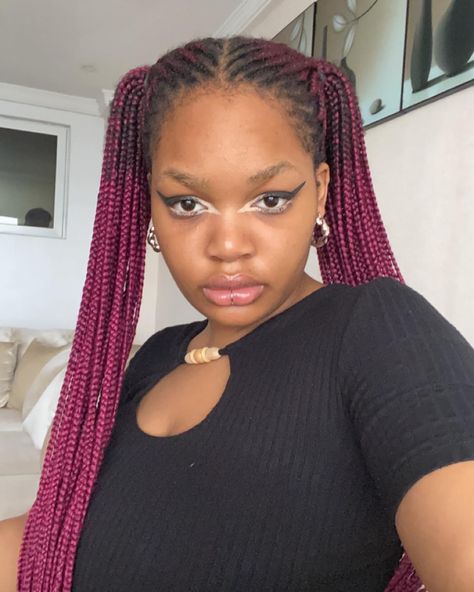 Box Braid Pigtails, Pigtails Black Women, Two Pigtails, Braid Pigtails, Box Braid, Box Braids, Hair Ideas, Black Women, Braids